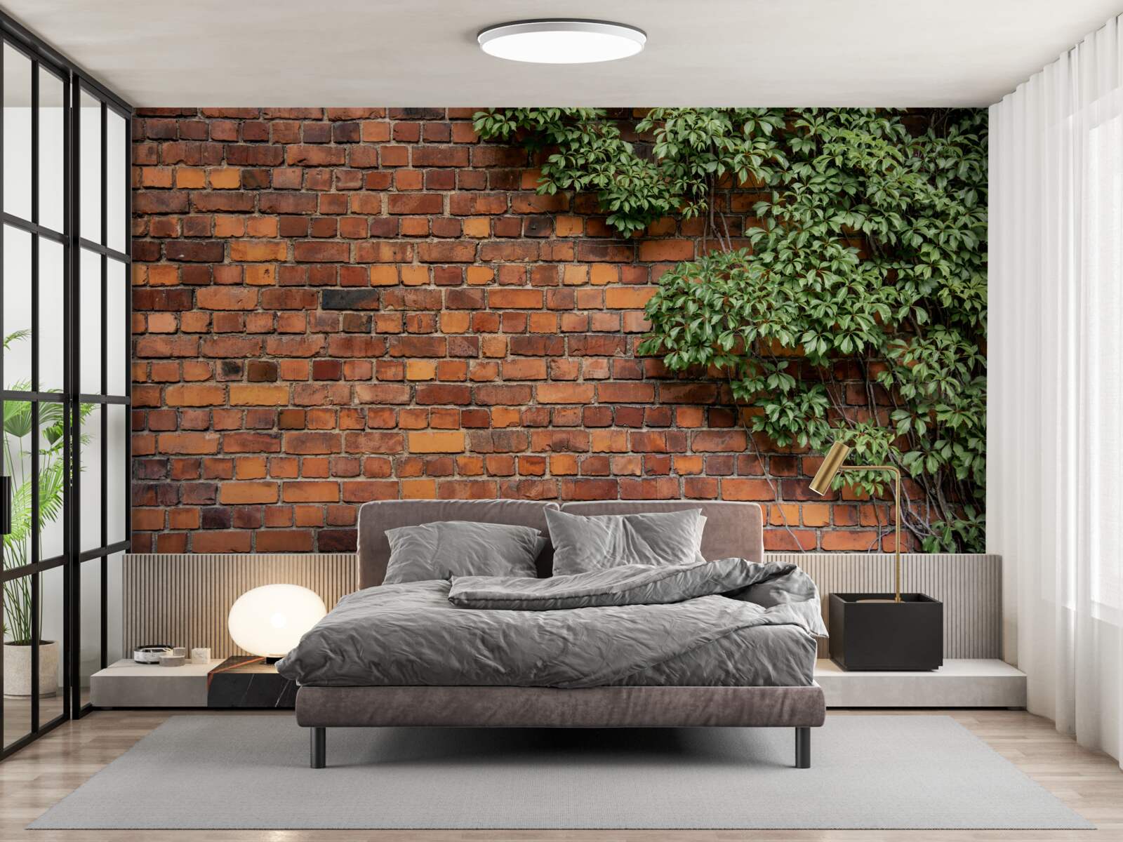 Fototapet Zidul este îngropat în iederă verde