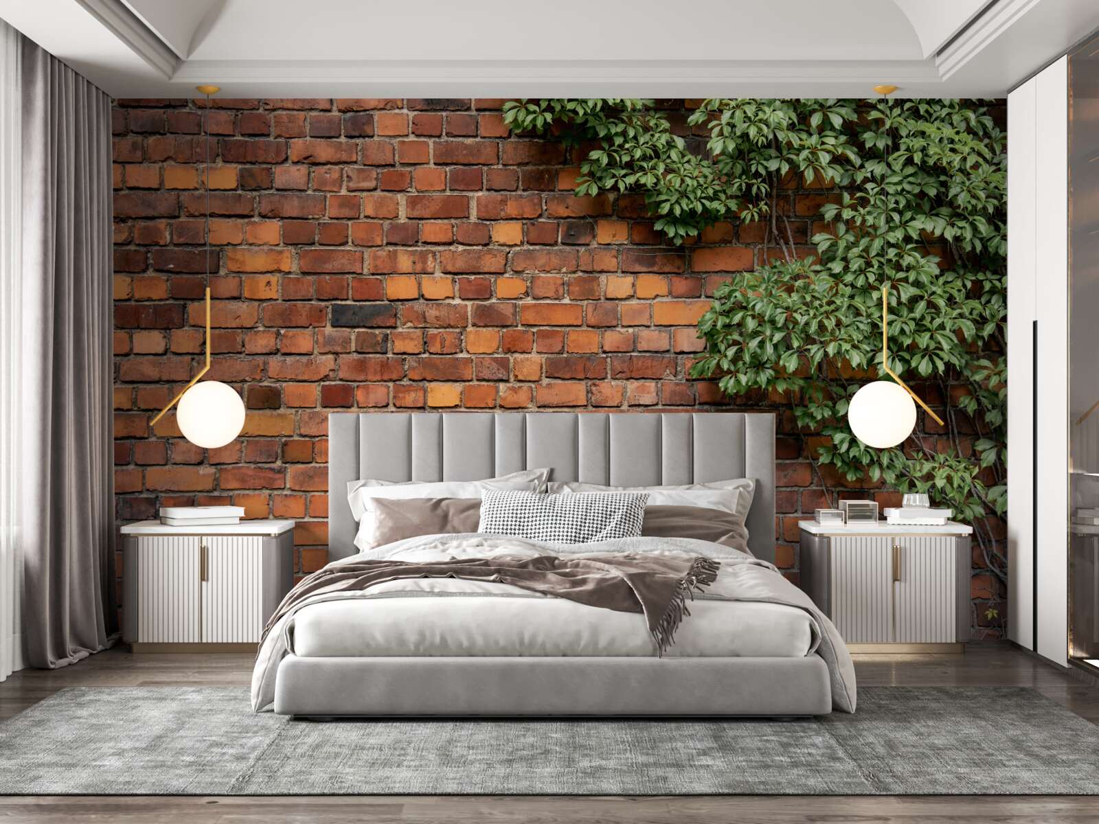 Fototapet Zidul este îngropat în iederă verde