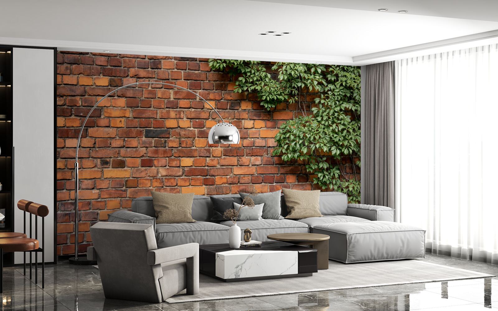 Fototapet Zidul este îngropat în iederă verde