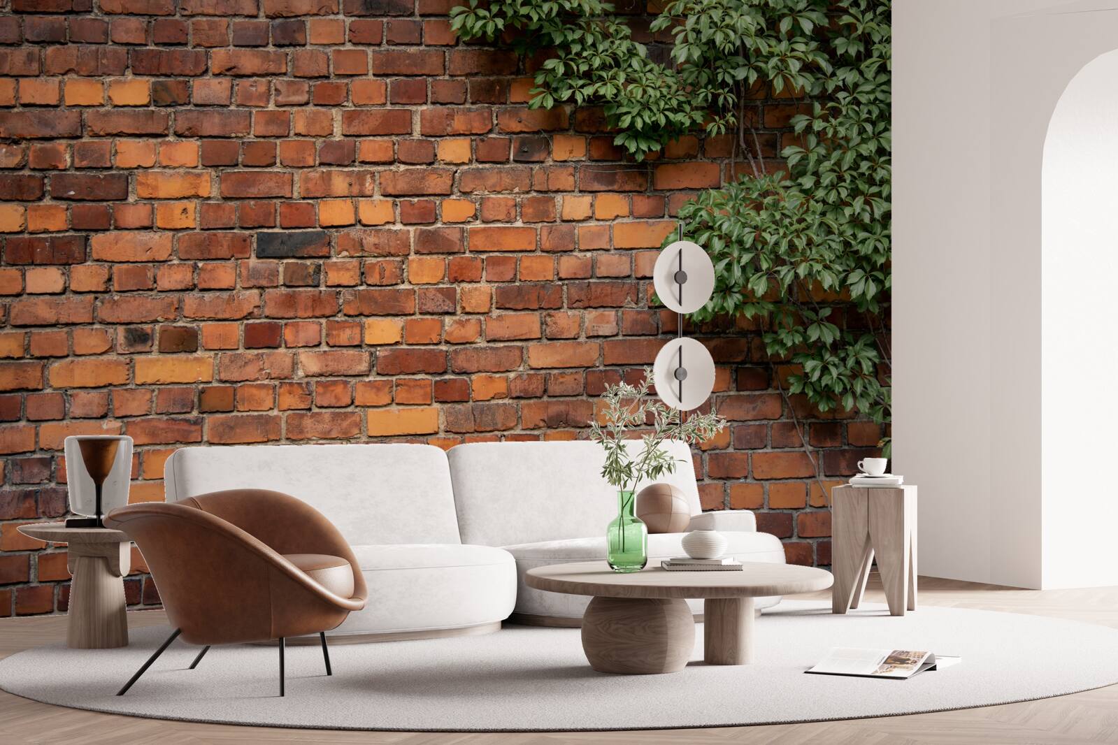 Fototapet Zidul este îngropat în iederă verde