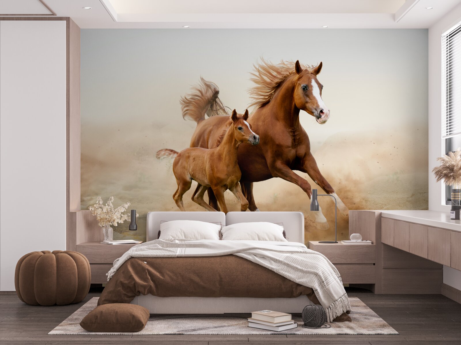 Fototapet curse de armăsari de bronz