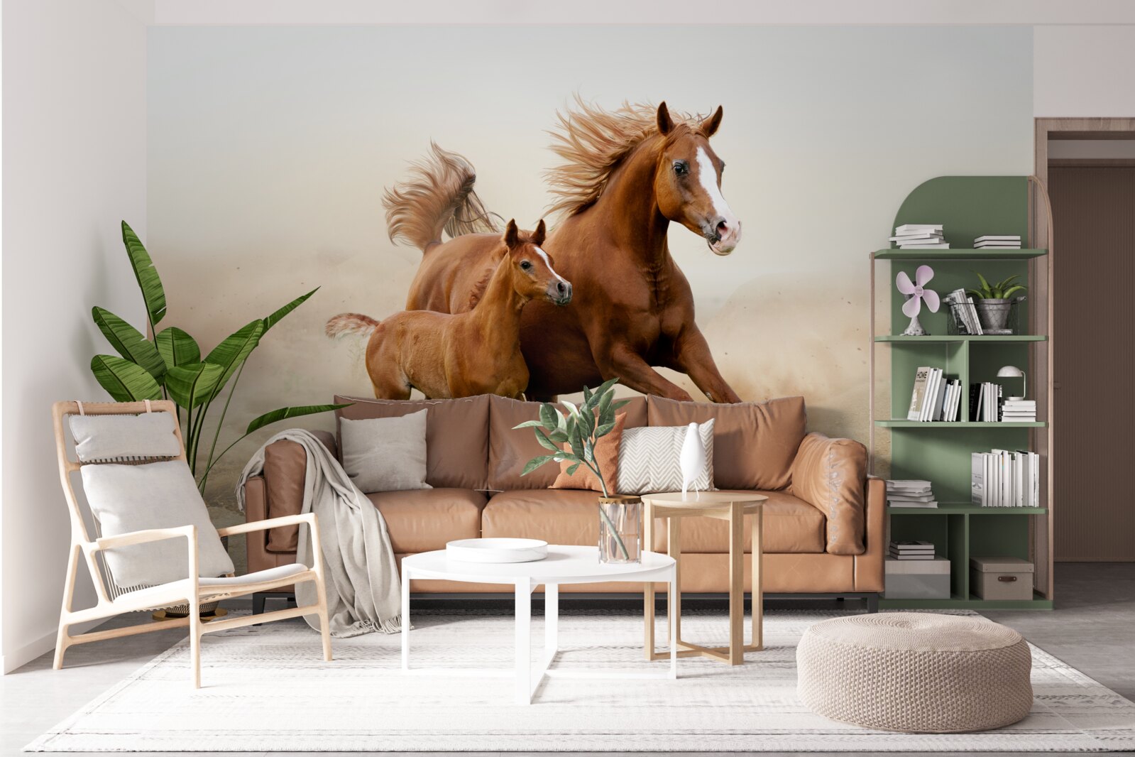 Fototapet curse de armăsari de bronz