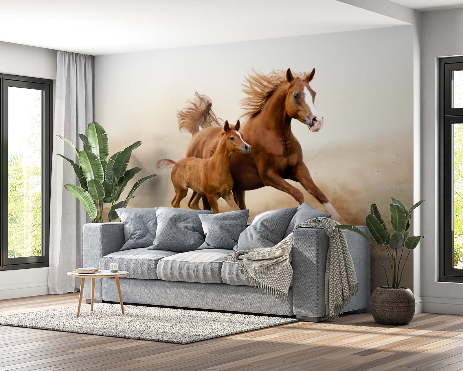 Fototapet curse de armăsari de bronz