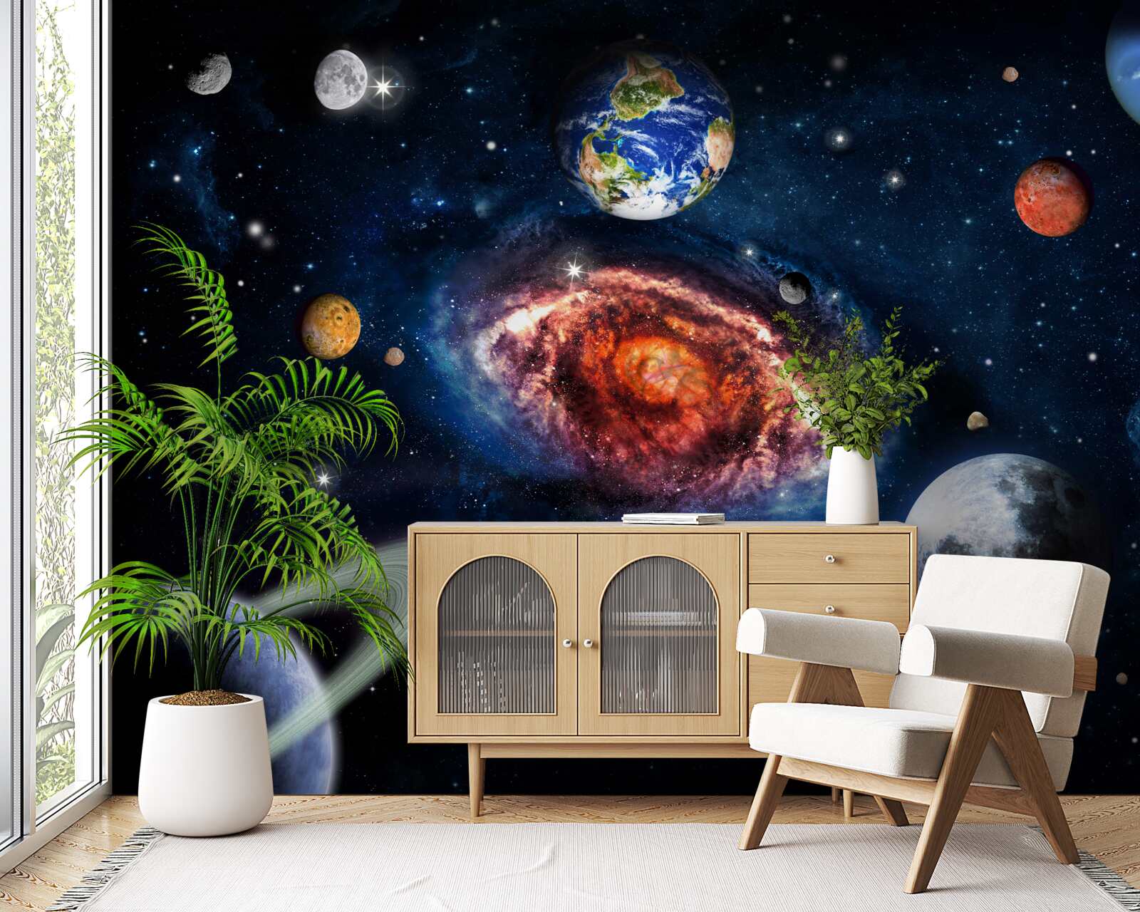 Fototapet galaxia servește drept câmp de rotație pentru obiectele cosmice