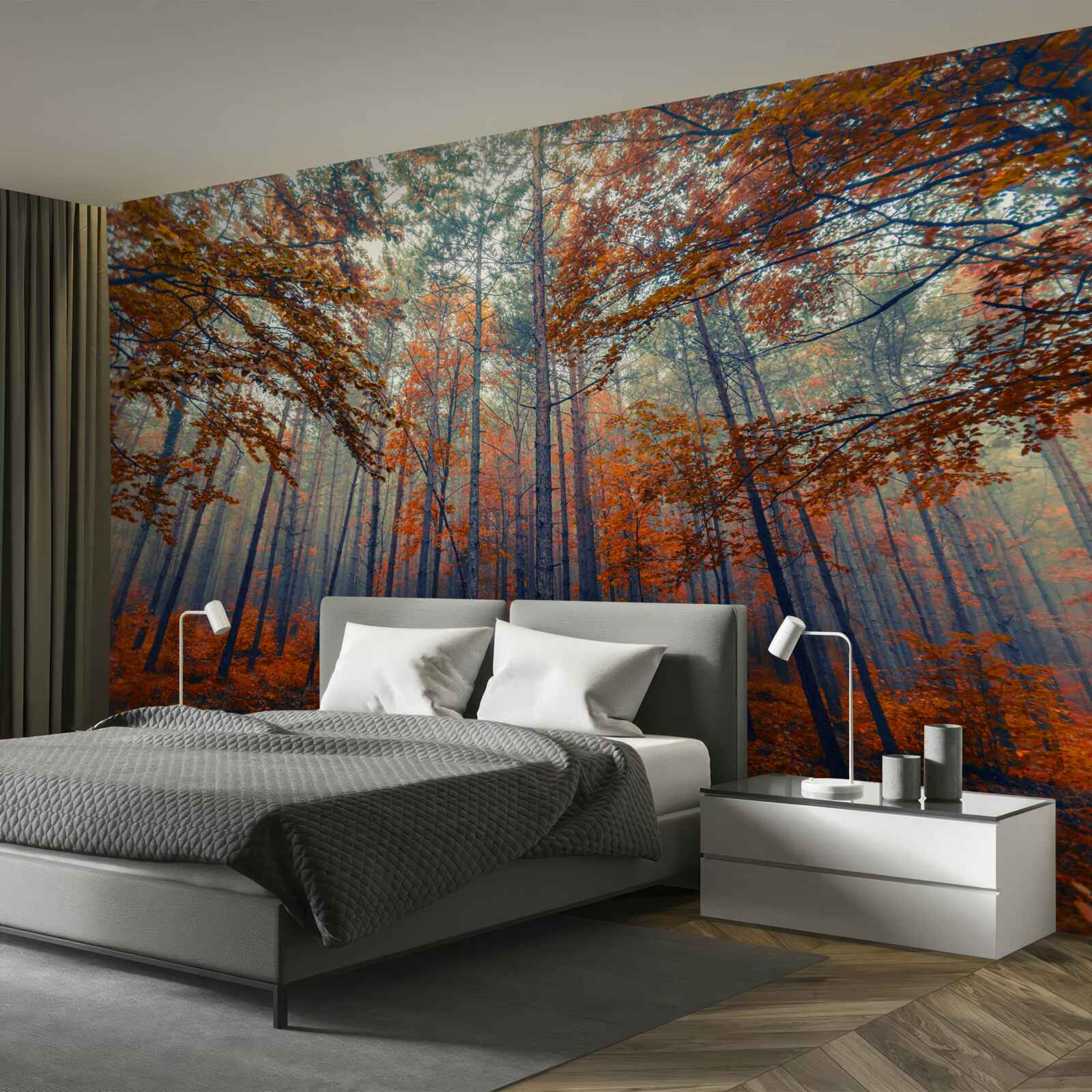 Fototapet frunze de pădure de toamnă care au căzut