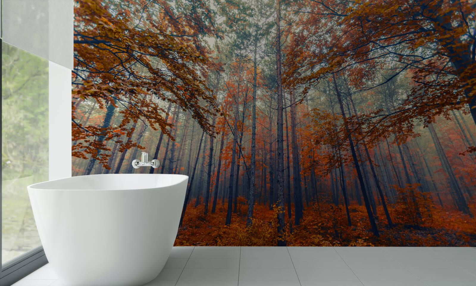 Fototapet frunze de pădure de toamnă care au căzut