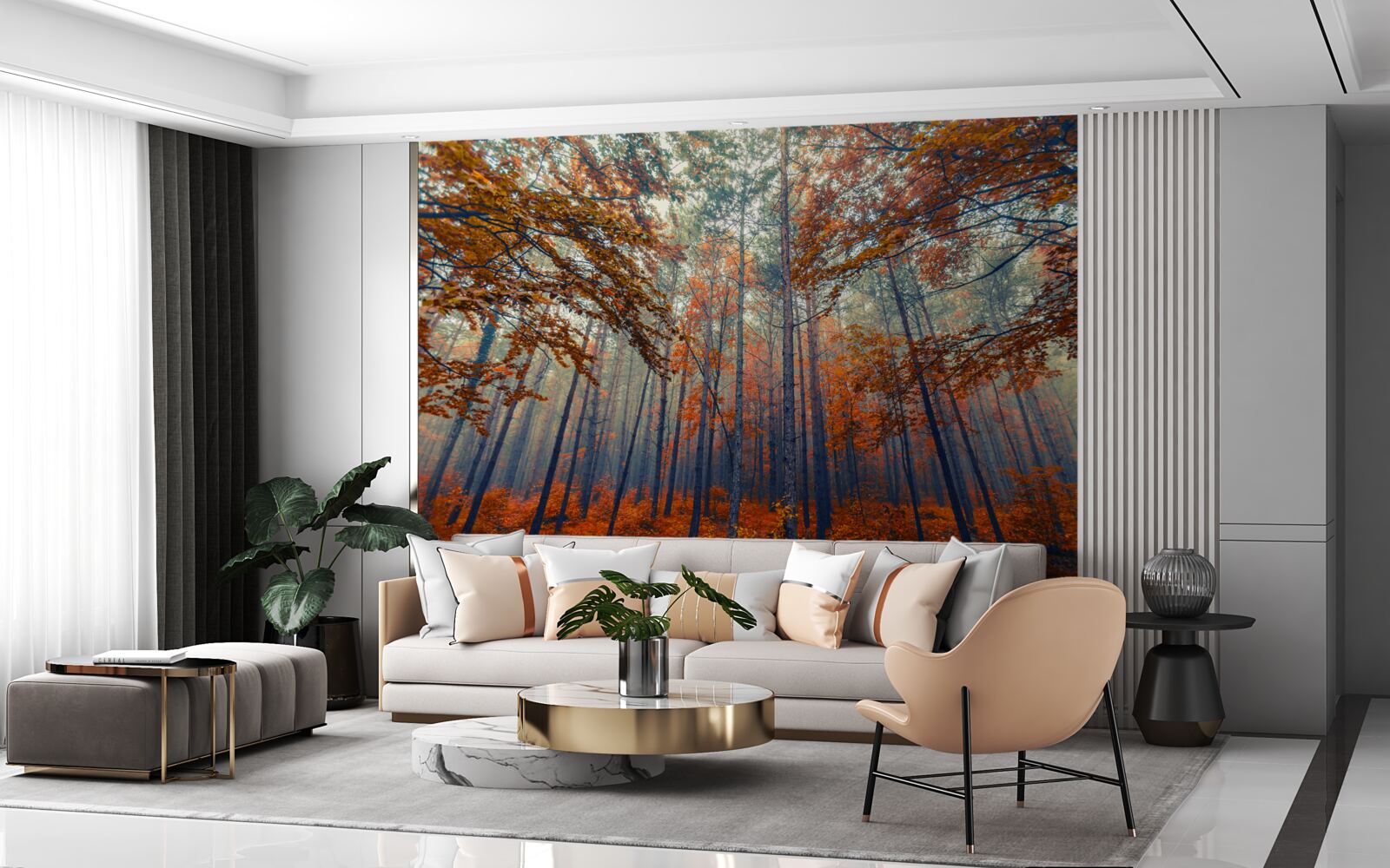 Fototapet frunze de pădure de toamnă care au căzut