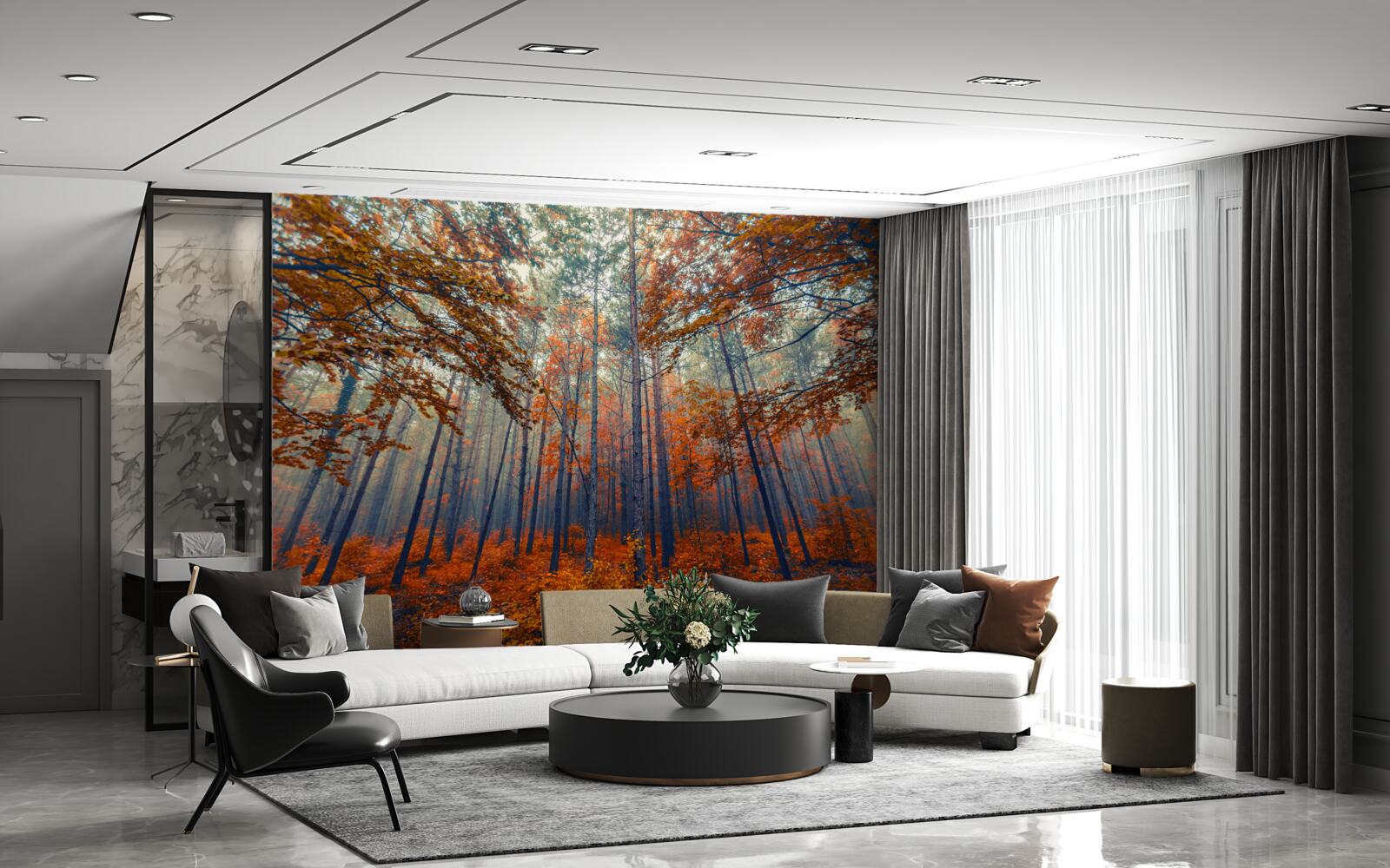 Fototapet frunze de pădure de toamnă care au căzut