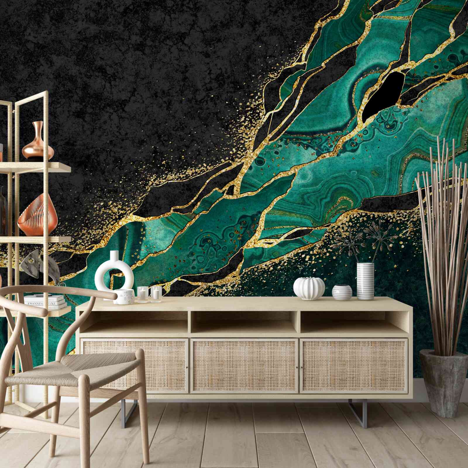 Fototapet adâncurile impenetrabile ale mării, pictate în nuanțe de smarald