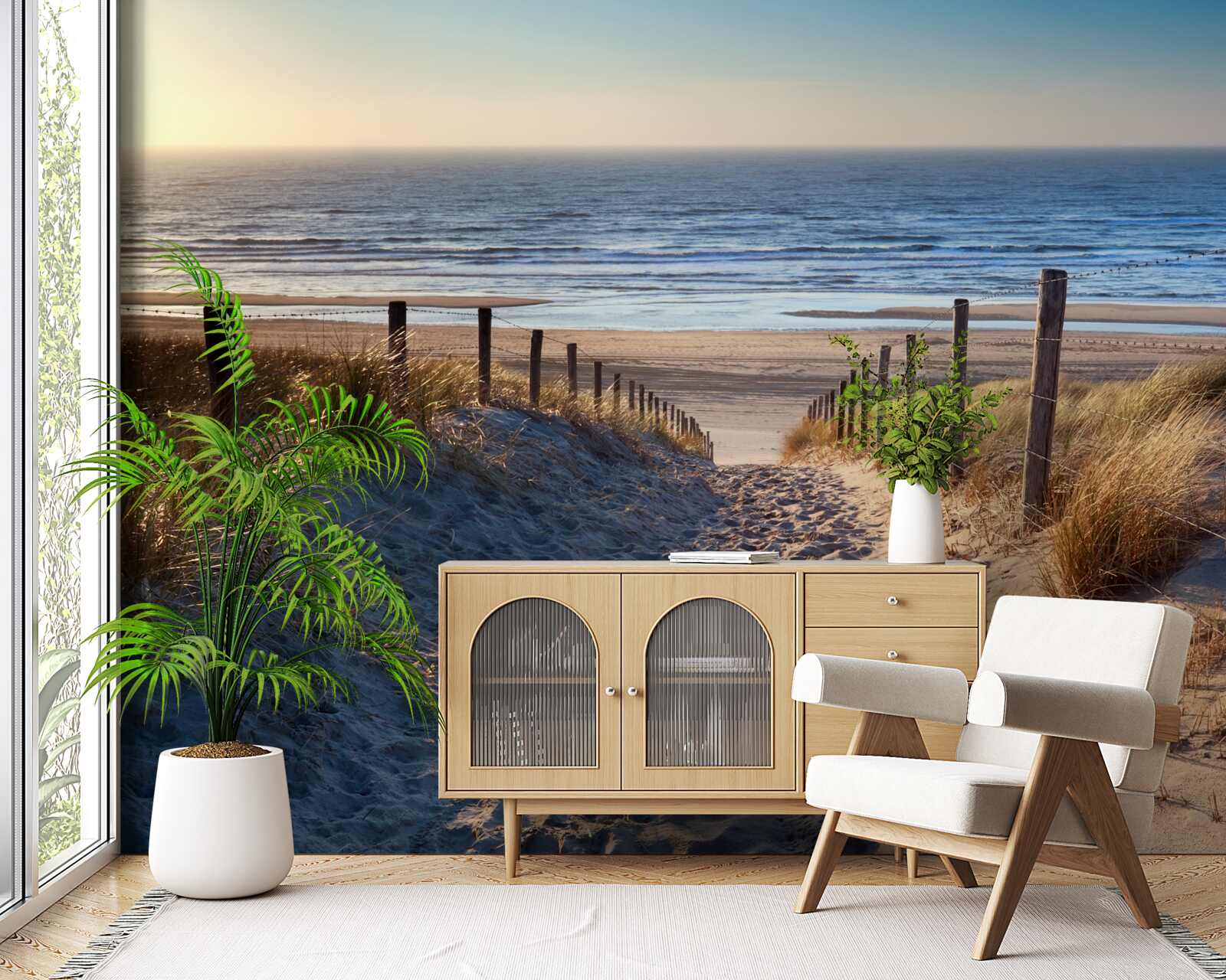 Fototapet ocean calm și plajă cu nisip fin