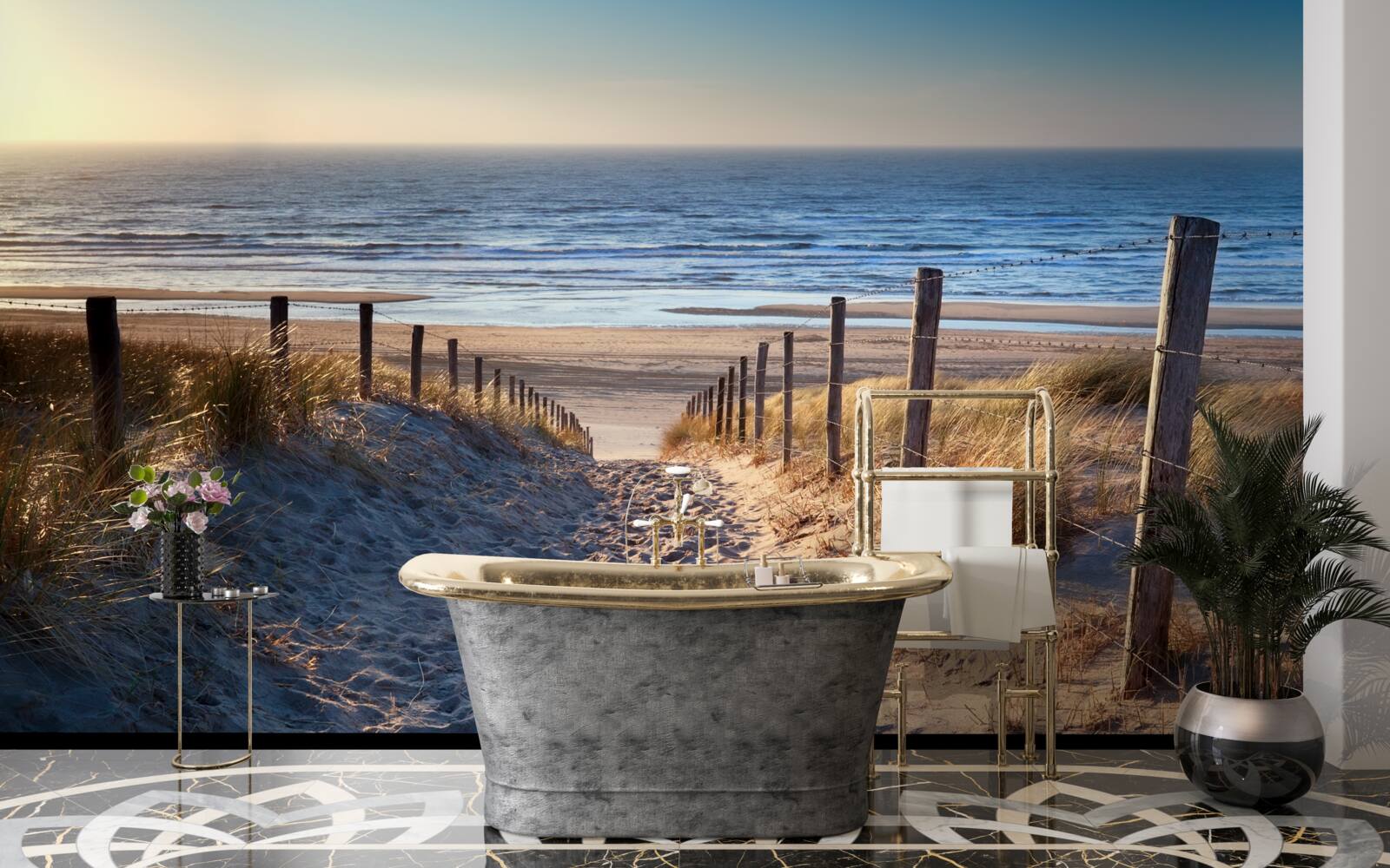 Fototapet ocean calm și plajă cu nisip fin