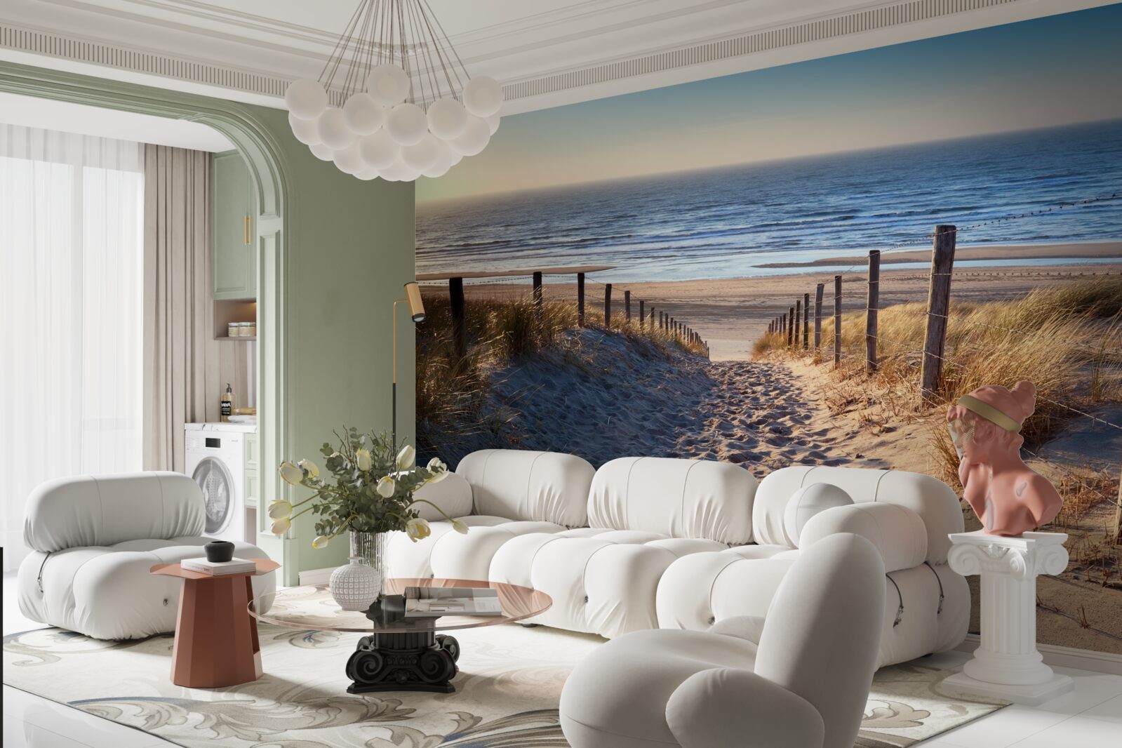 Fototapet ocean calm și plajă cu nisip fin