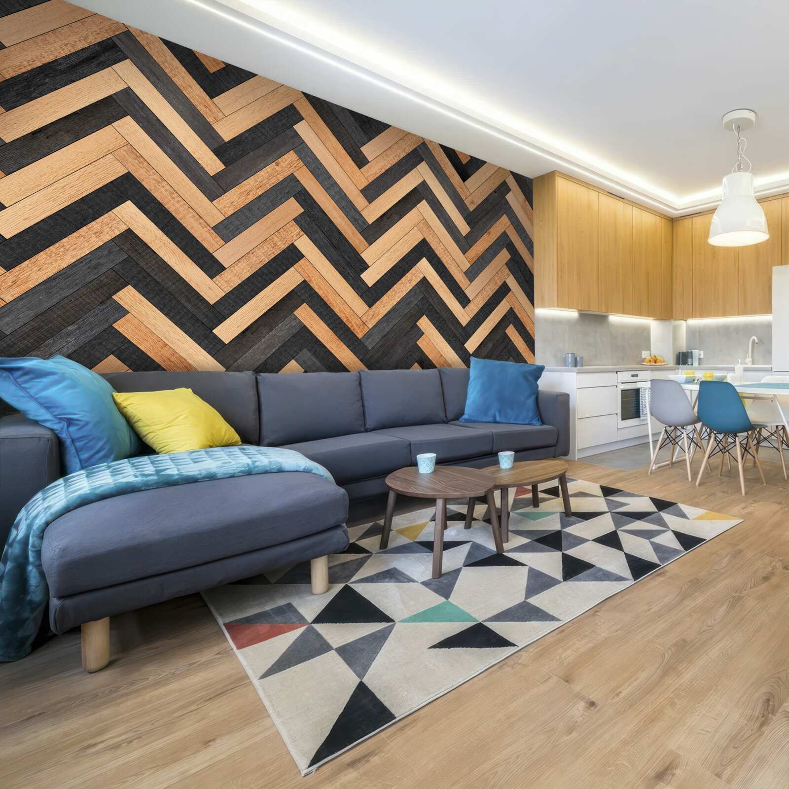 Fototapet parchet în nuanțe deschise și închise