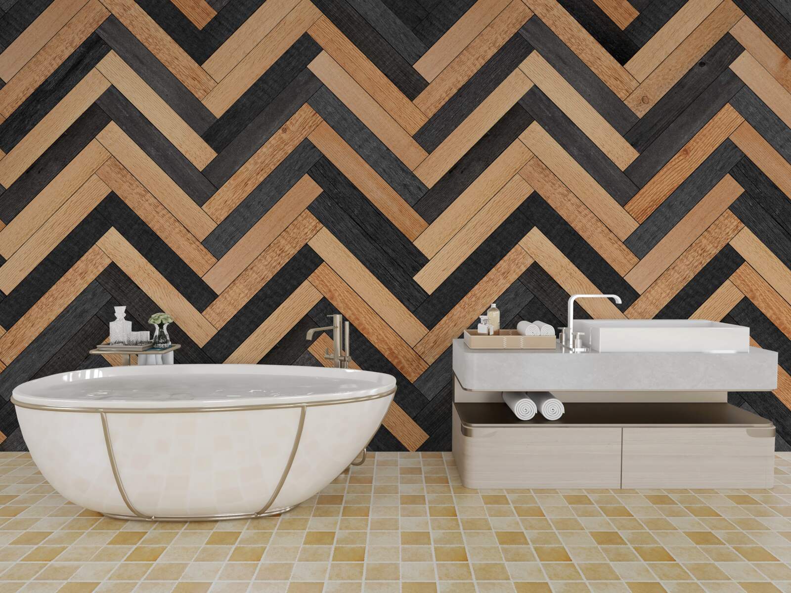 Fototapet parchet în nuanțe deschise și închise