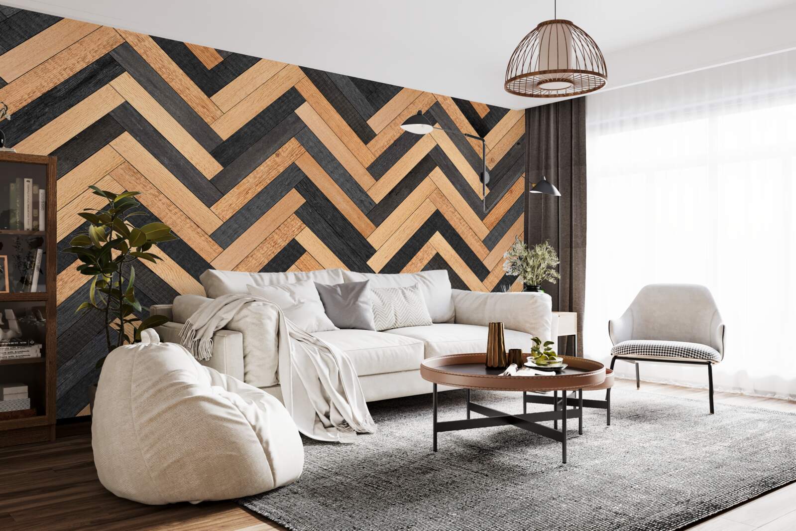 Fototapet parchet în nuanțe deschise și închise