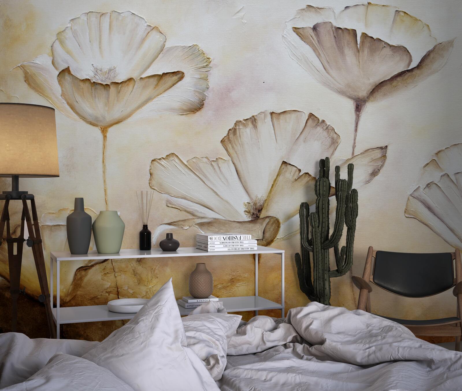 Fototapet maci sunt delicat albi pe un fundal maro