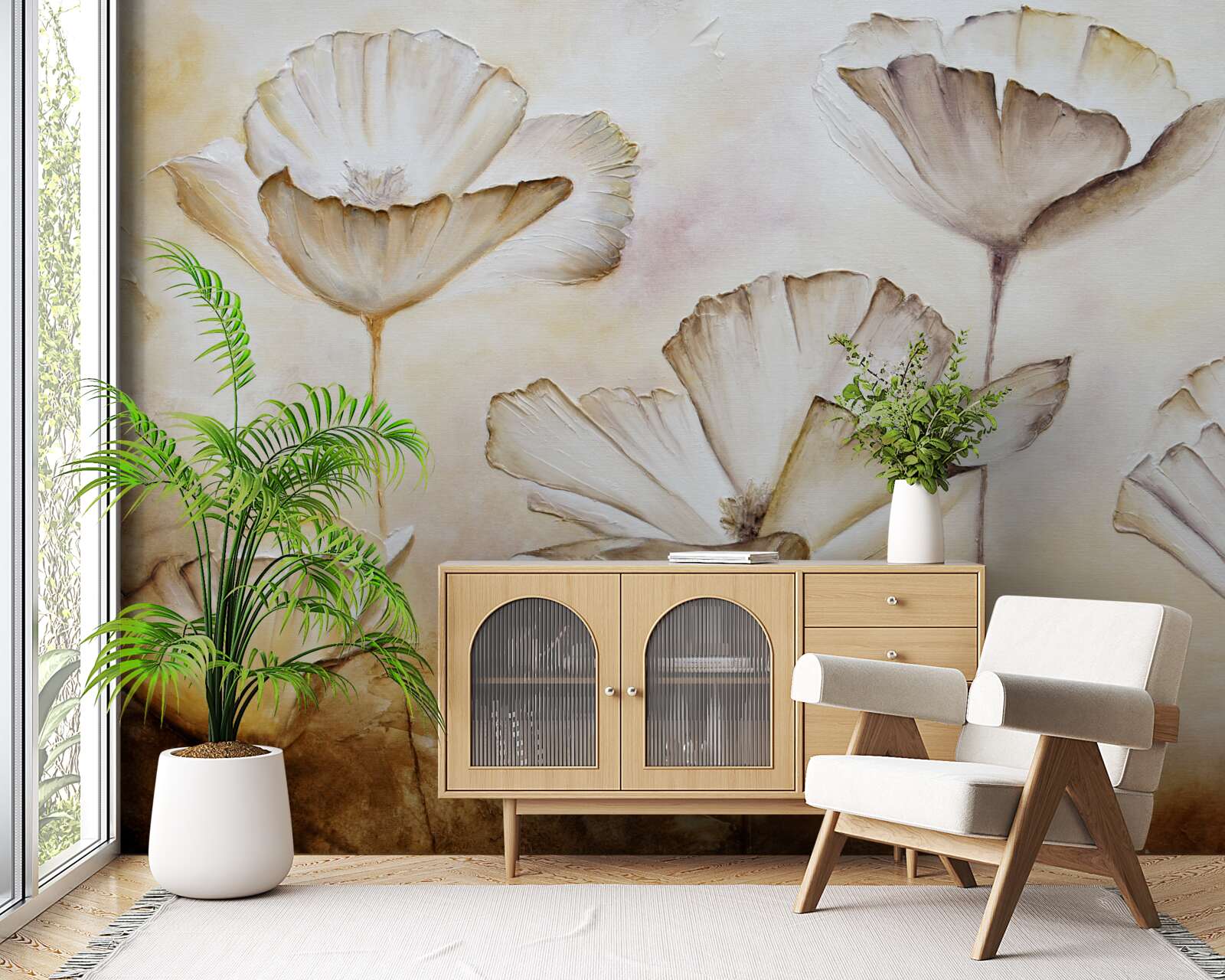 Fototapet maci sunt delicat albi pe un fundal maro