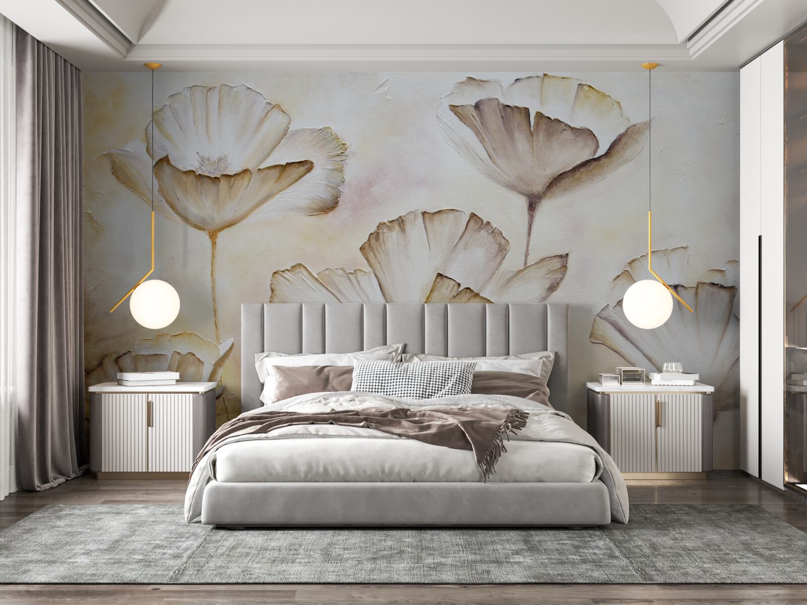 Fototapet maci sunt delicat albi pe un fundal maro