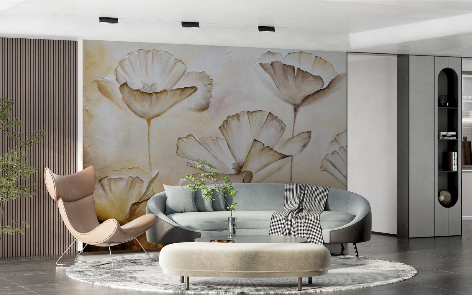 Fototapet maci sunt delicat albi pe un fundal maro