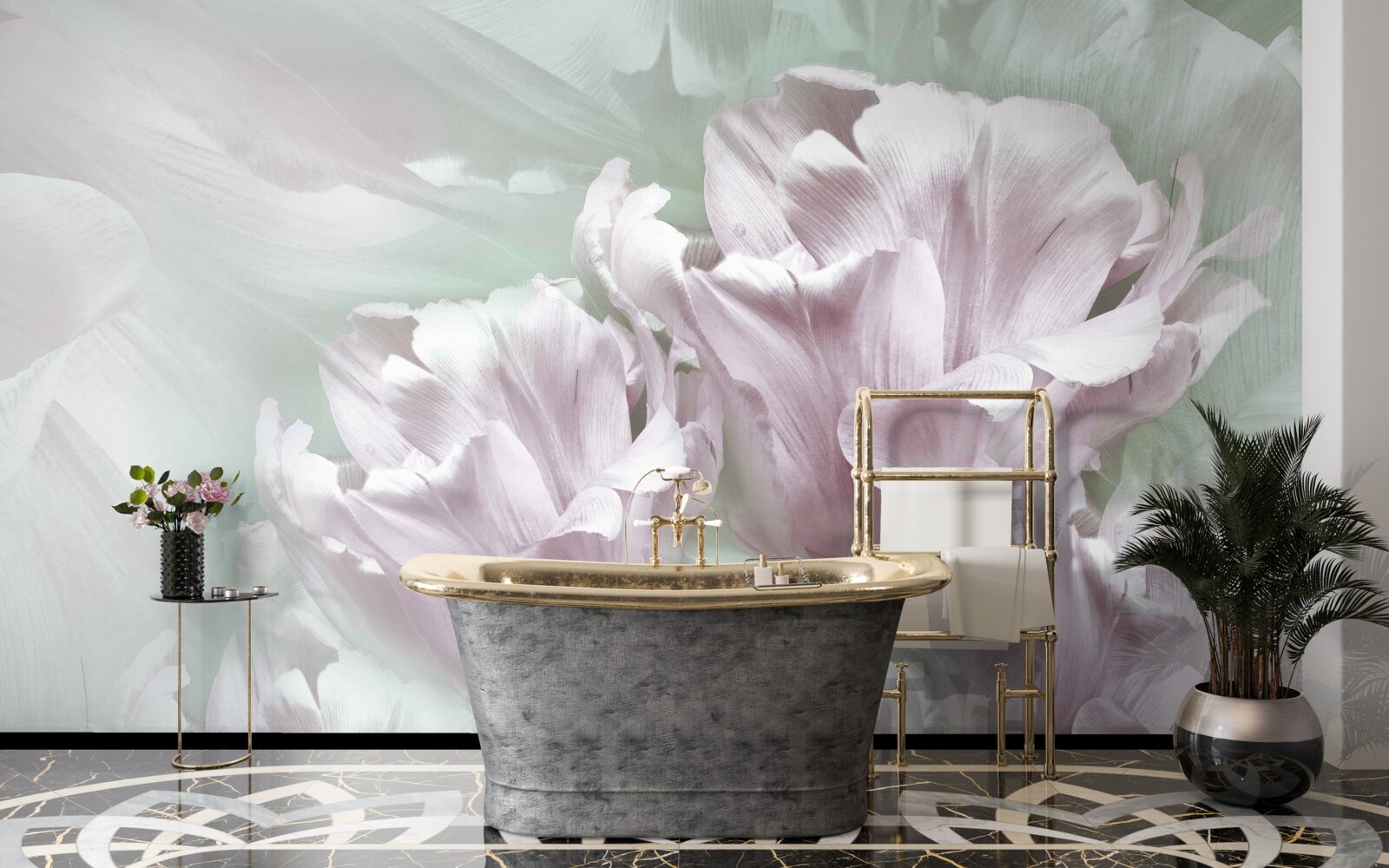 Fototapet flori magnifice, mari, alb-violet