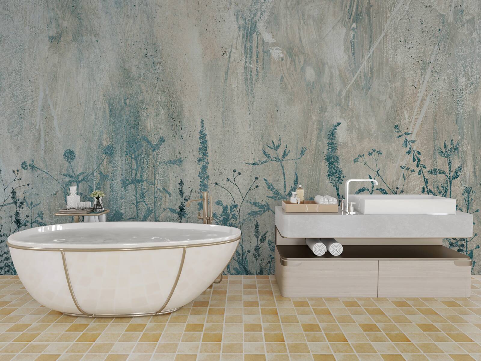 Fototapet în timpul precipitațiilor abundente, plantele de câmp înfloresc