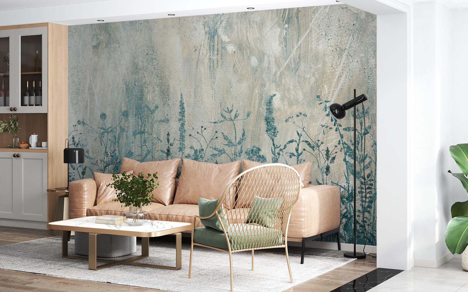 Fototapet în timpul precipitațiilor abundente, plantele de câmp înfloresc