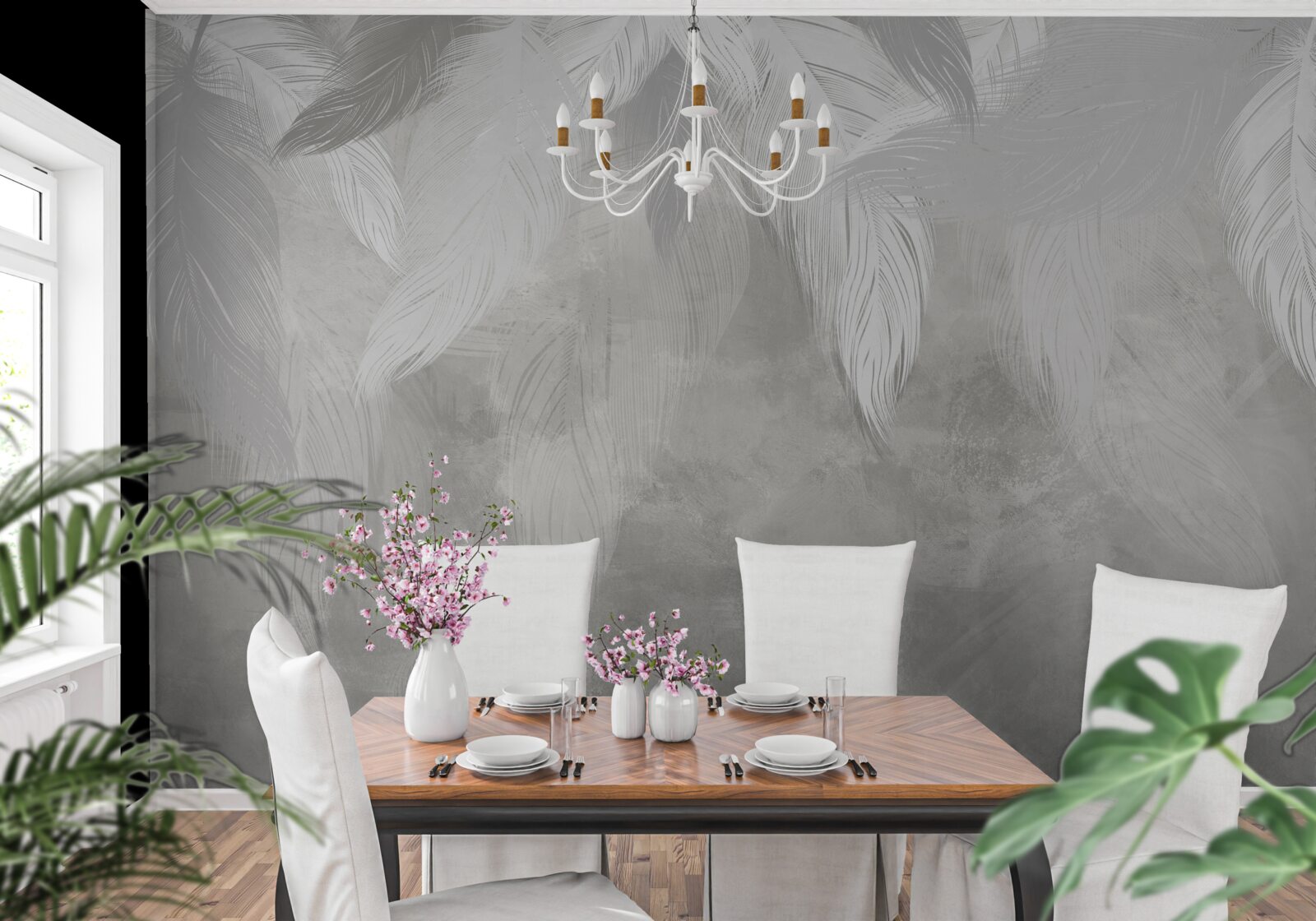 Fototapet o dimineață în pădurea tropicală, învăluită în ceață