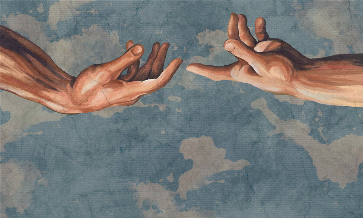 Fototapet mâini întinse una spre cealaltă