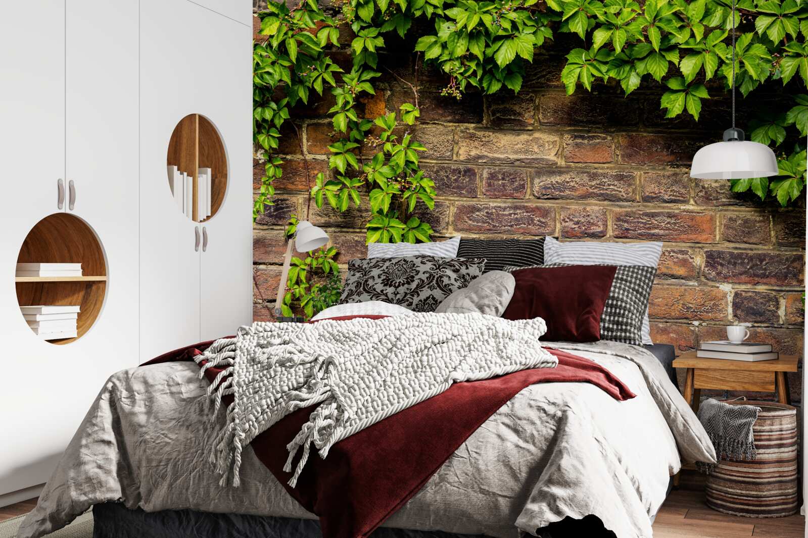 Fototapet Perete de cărămidă învelit cu plante verzi
