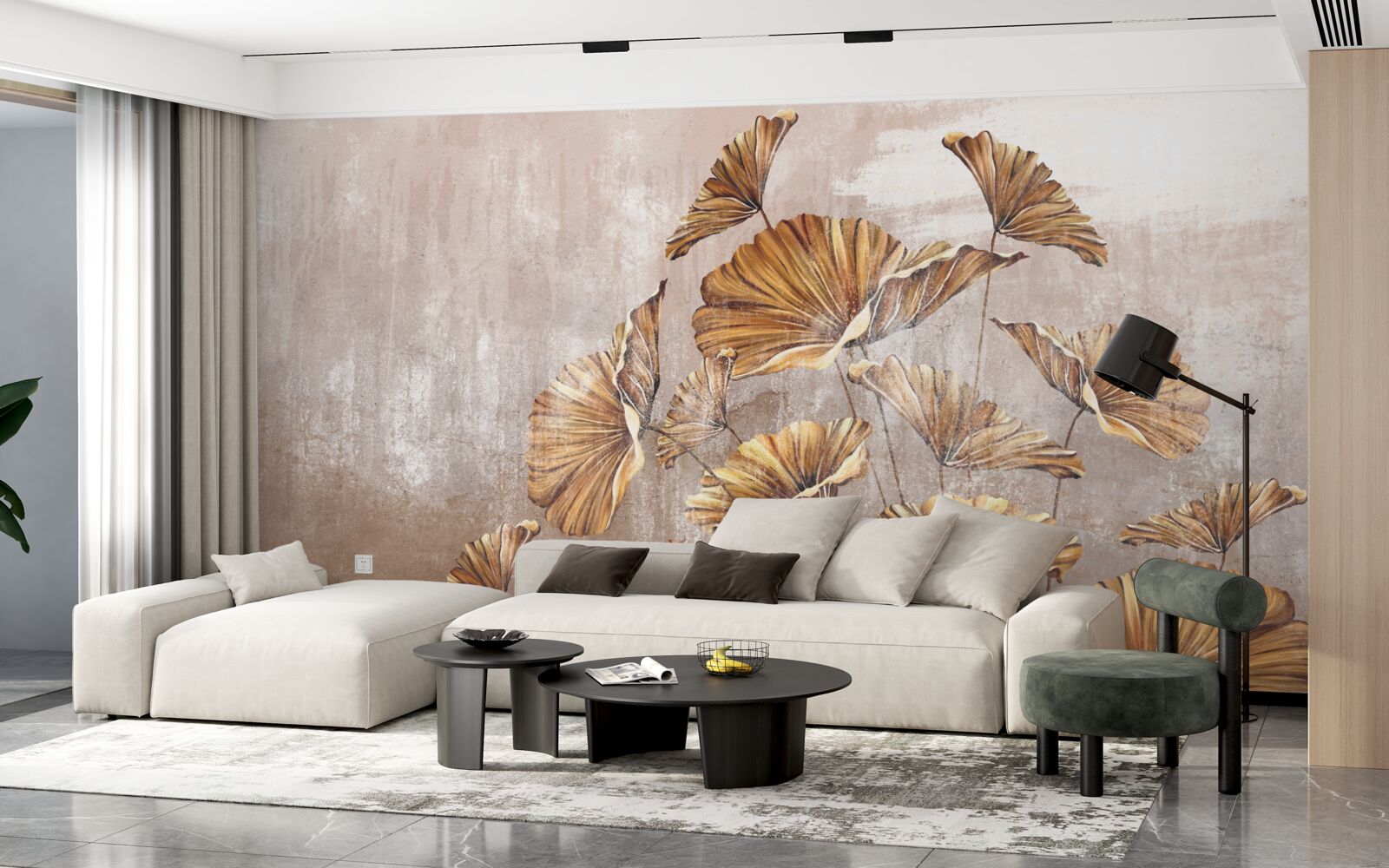 Fototapet flori de toamnă în ploaie