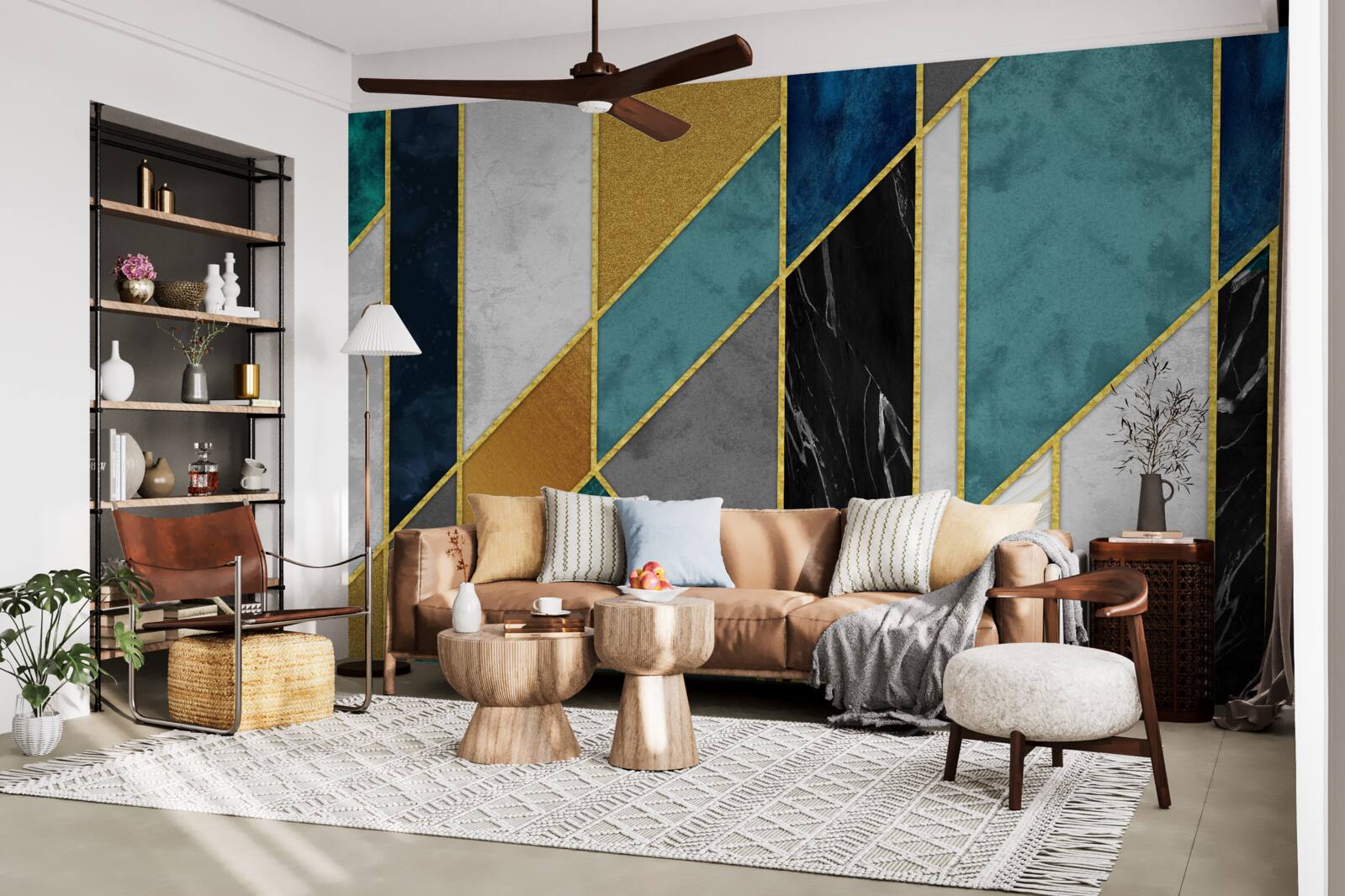 Fototapet marmură în diferite culori, finisată cu figuri aurite