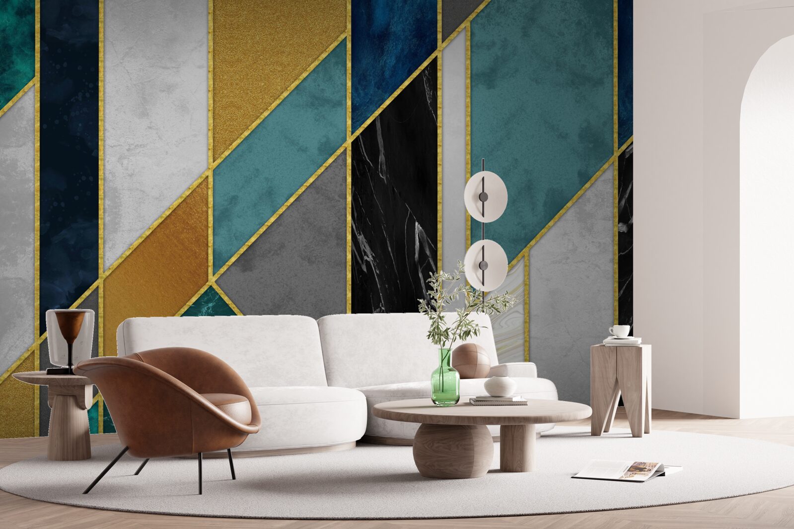 Fototapet marmură în diferite culori, finisată cu figuri aurite