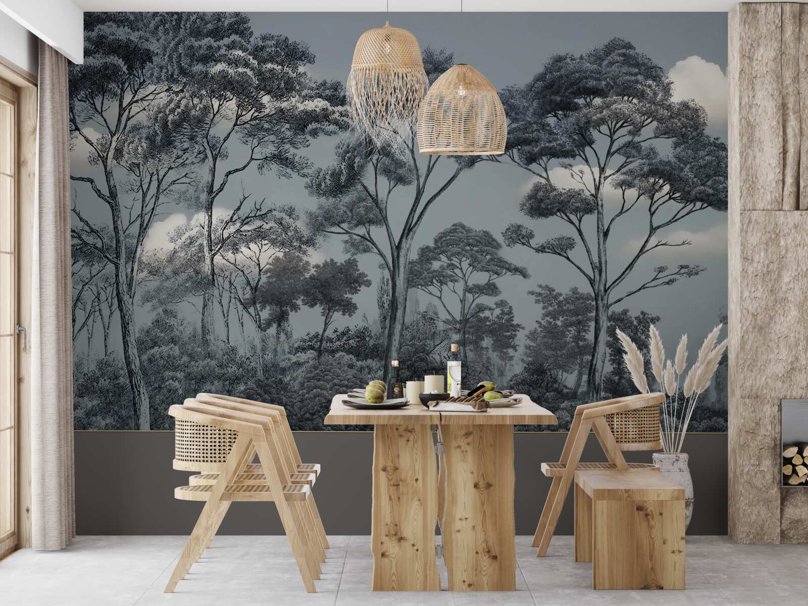 Fototapet pădurea se cufundă în noaptea care vine