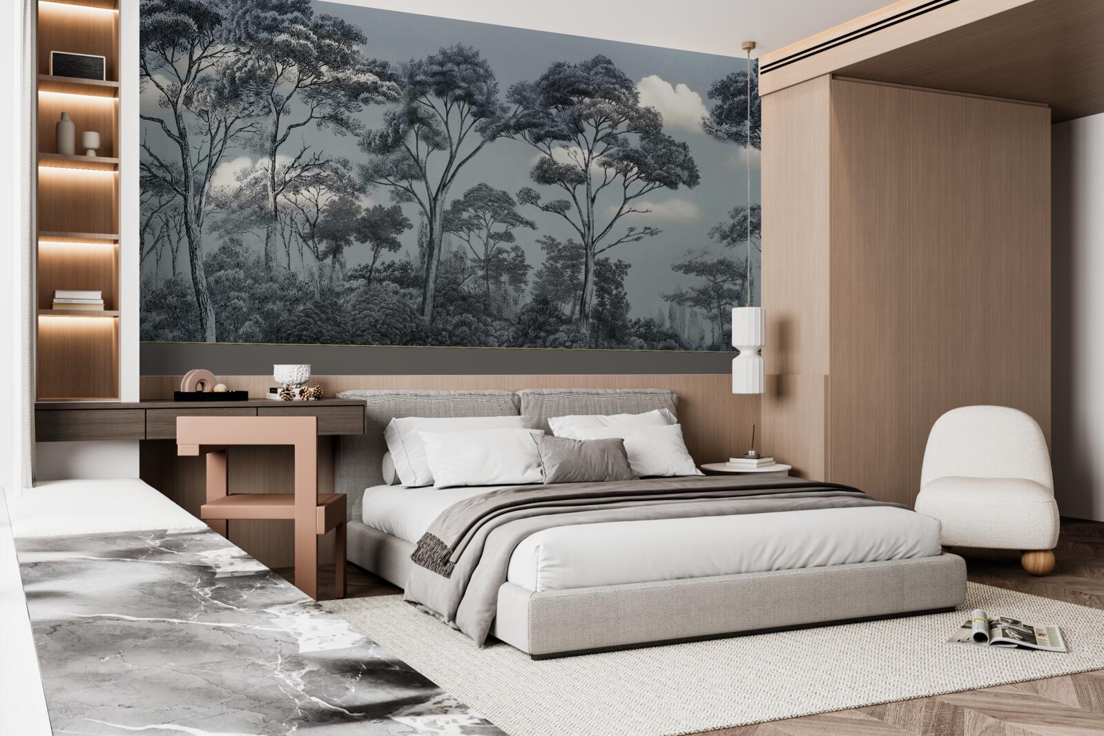 Fototapet pădurea se cufundă în noaptea care vine