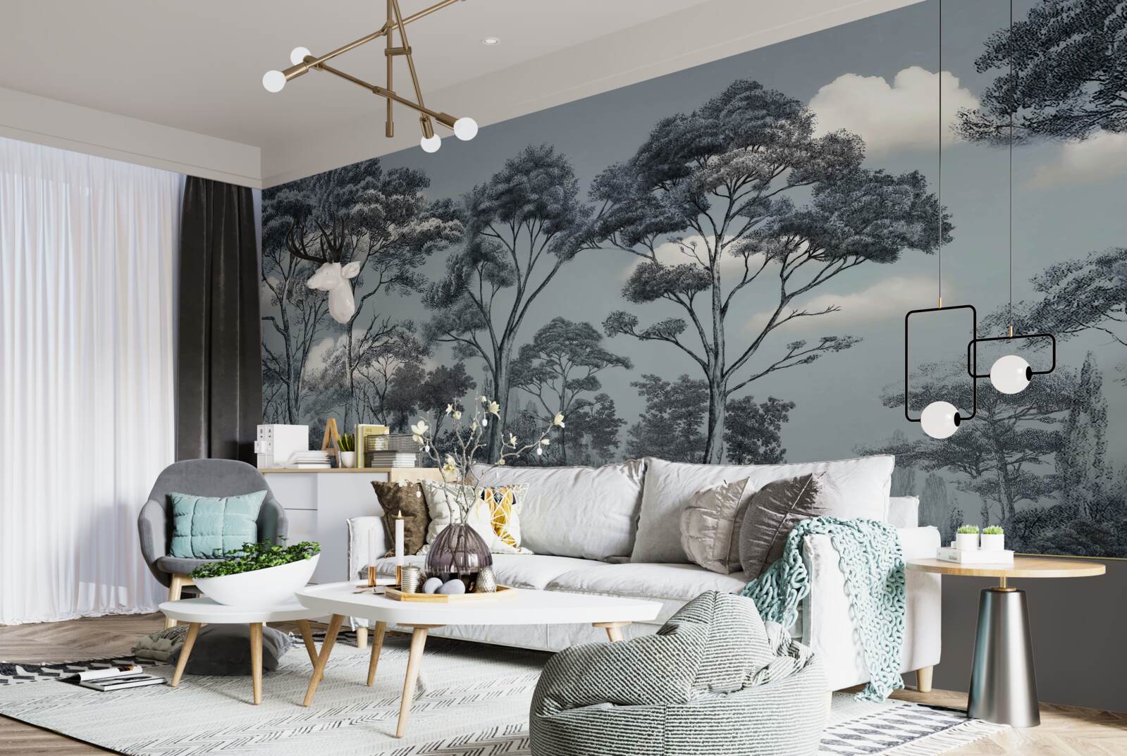 Fototapet pădurea se cufundă în noaptea care vine