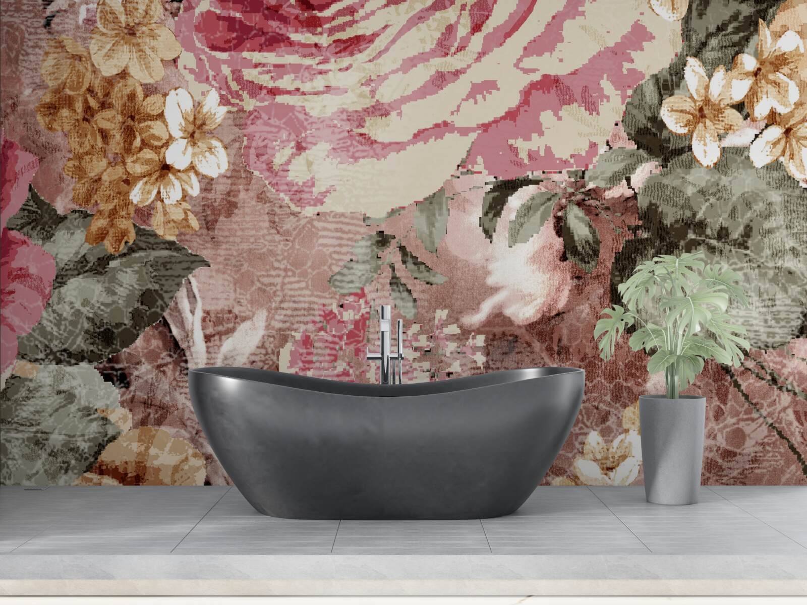 Fototapet abundența de flori și plante este o abstracție