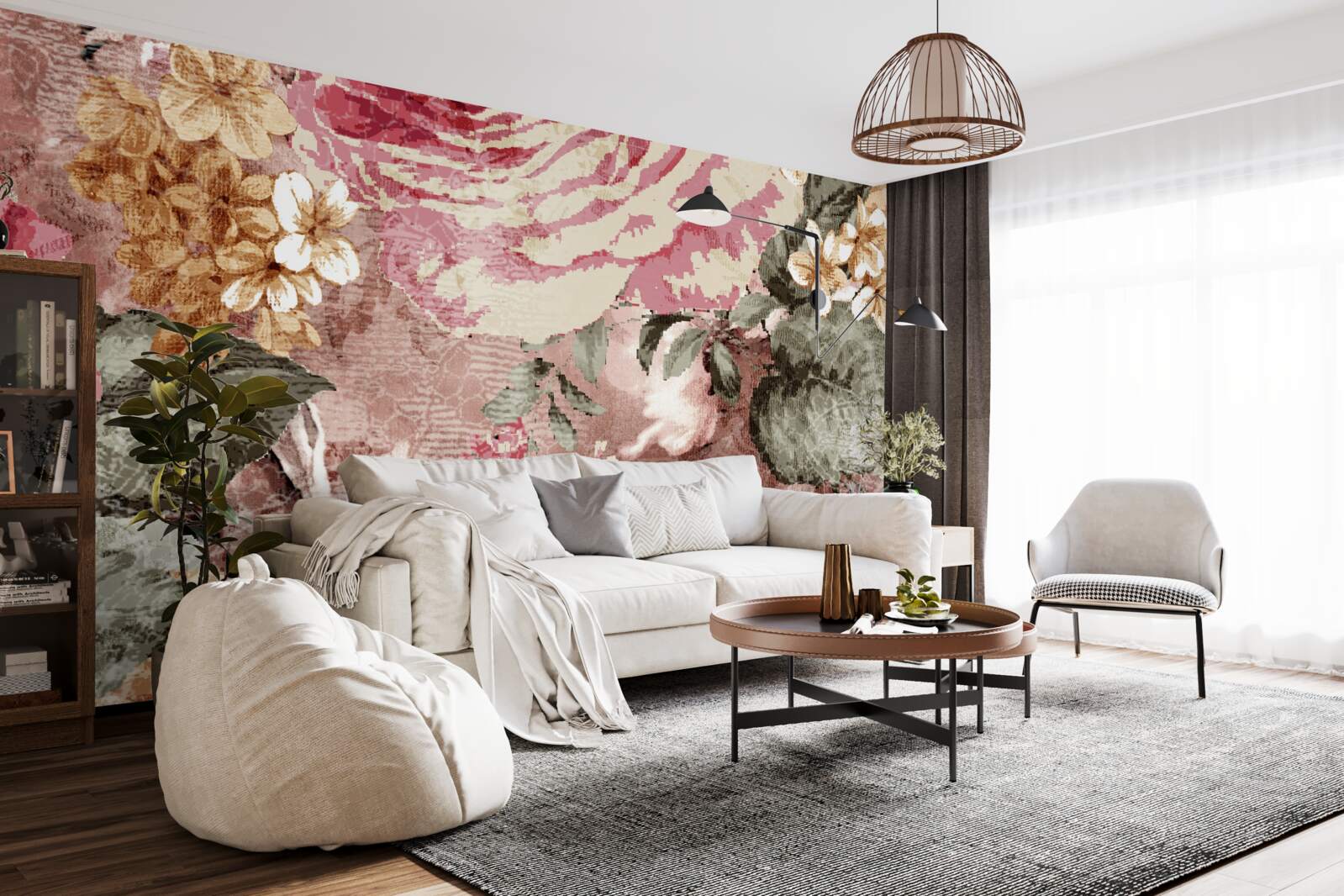 Fototapet abundența de flori și plante este o abstracție