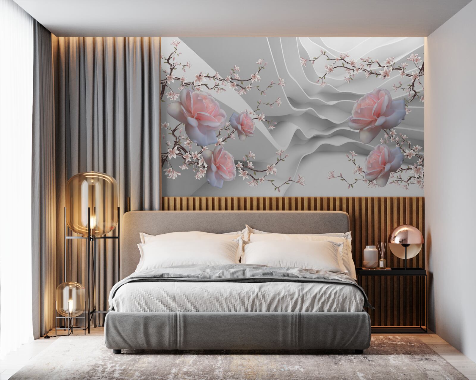 Fototapet fundalul abstract evidențiază armonios delicatețea trandafirului