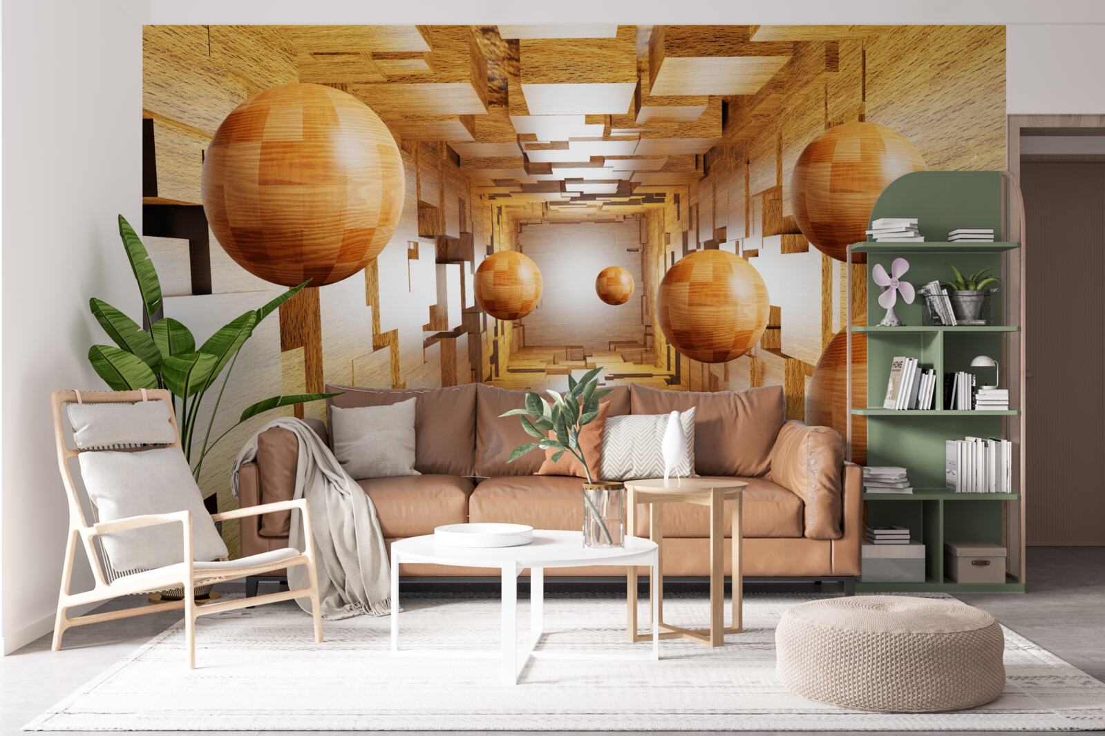 Fototapet bile de lemn care zboară spre cer, plutesc în aer