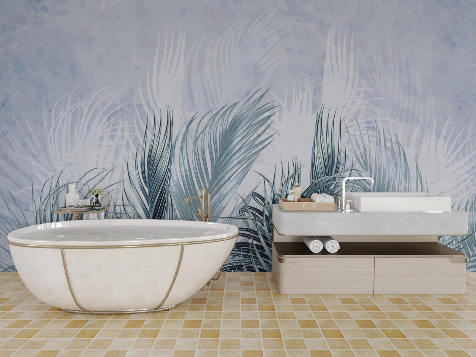 Fototapet penele sunt ca ceața printre frunze