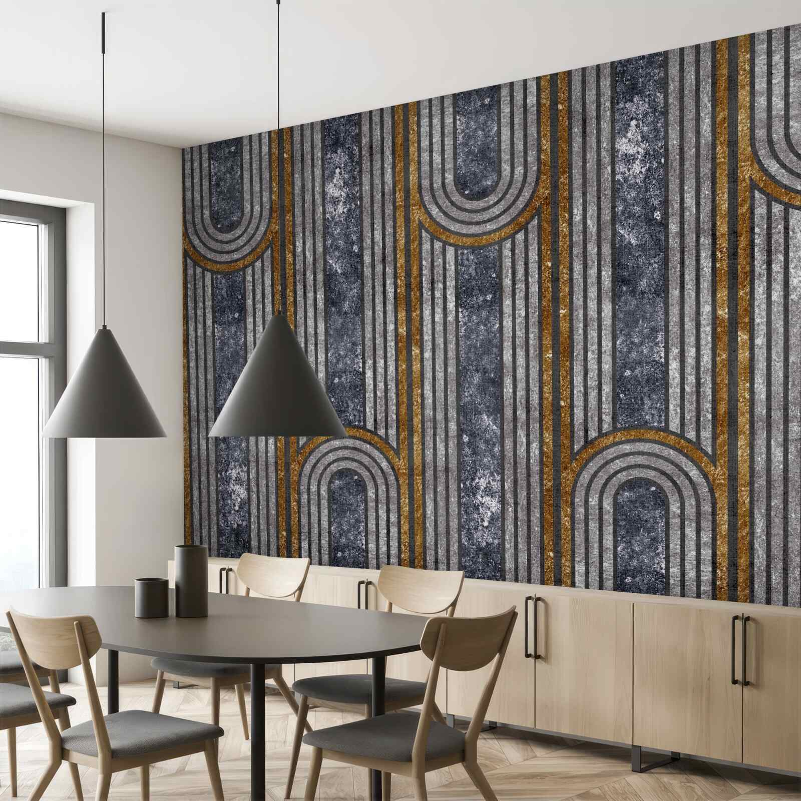 Fototapet liniile verticale care rămân drepte și cele care se curbează