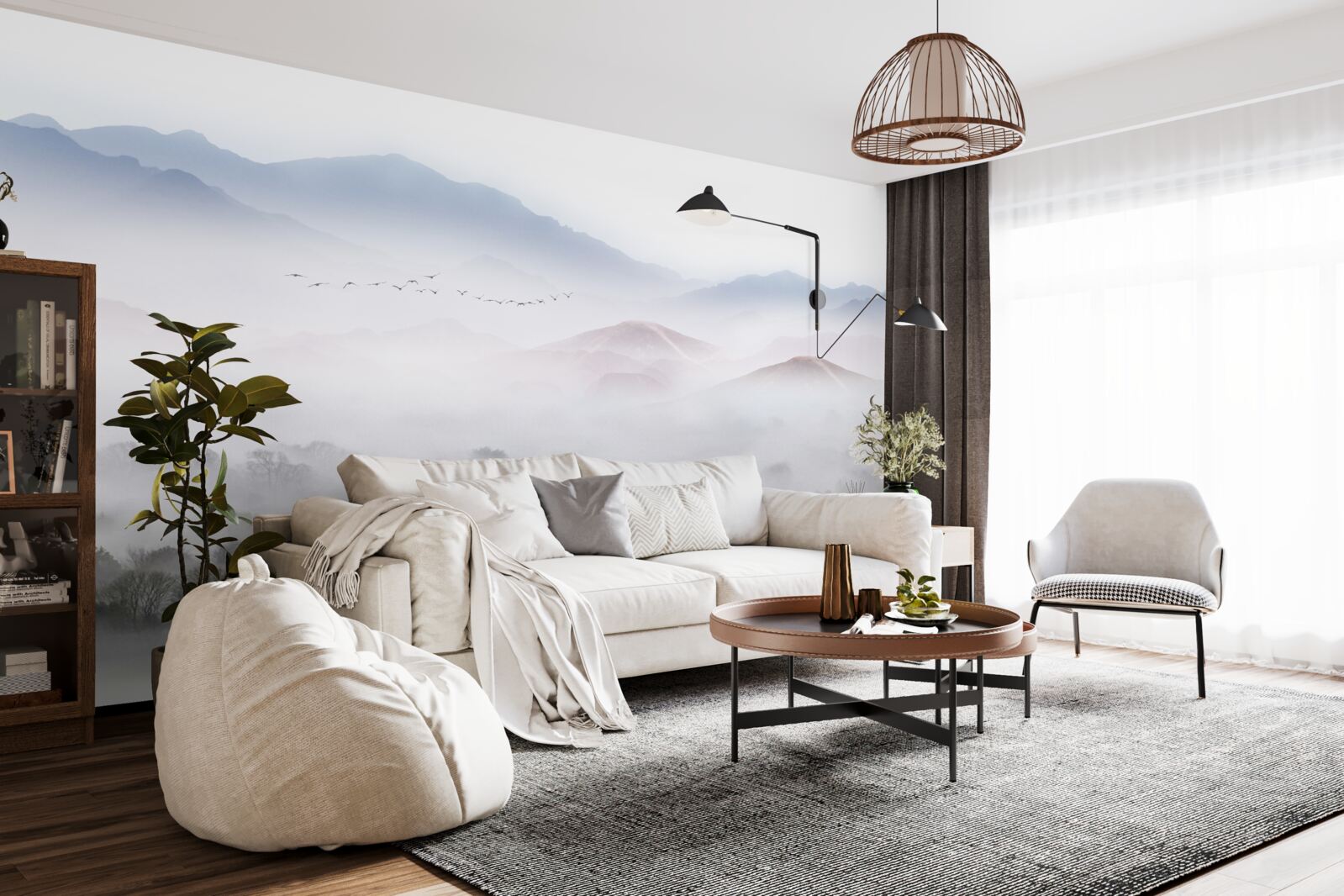 Fototapet o ceață densă și rece învăluie vârfurile munților