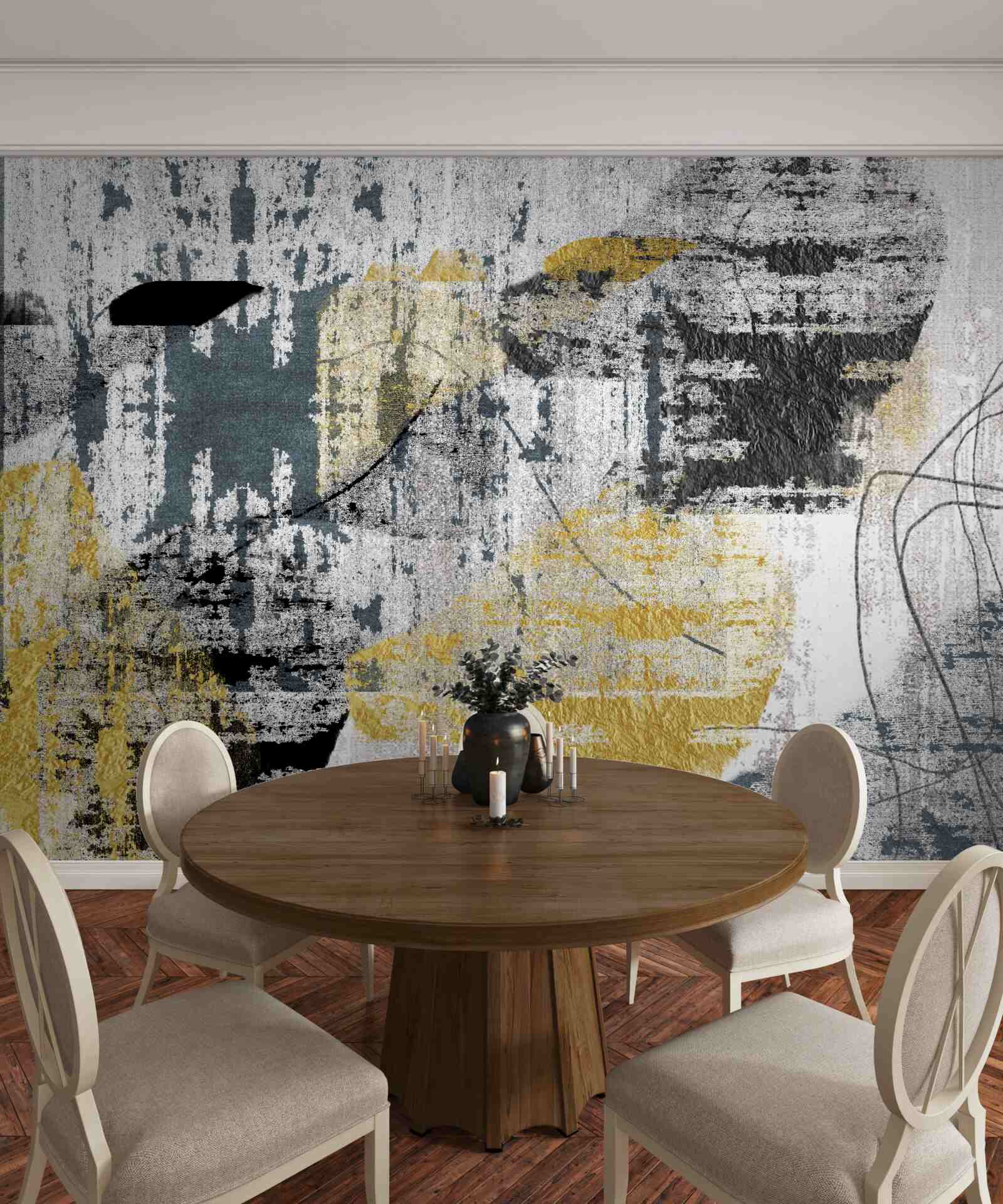 Fototapet fundal creat dintr-o abstractizare a tonurilor de negru și auriu