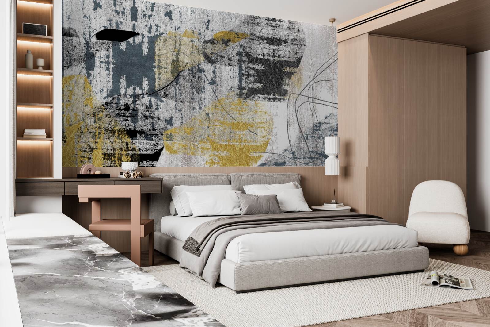 Fototapet fundal creat dintr-o abstractizare a tonurilor de negru și auriu