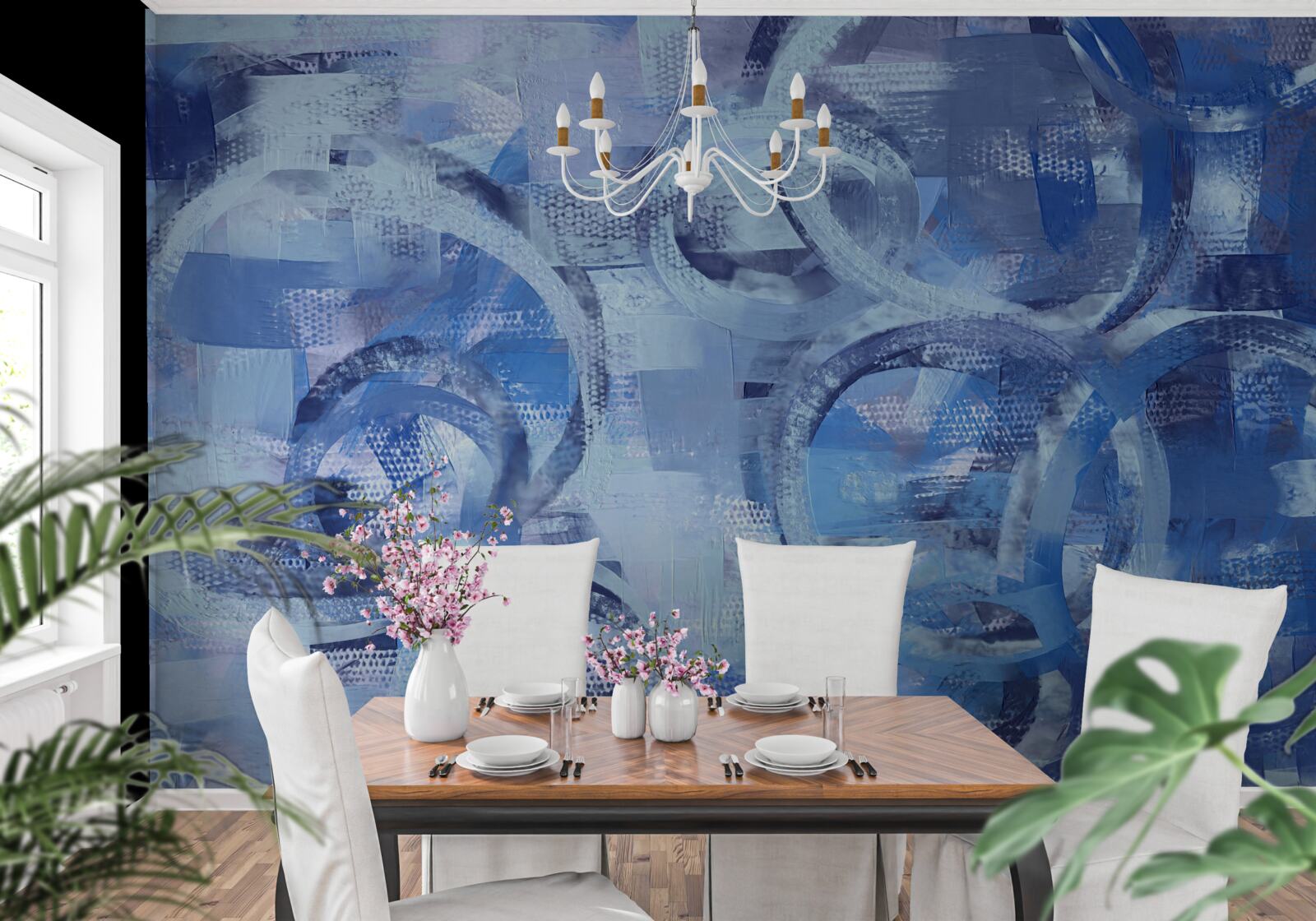 Fototapet inele de apă pe o suprafață albastră