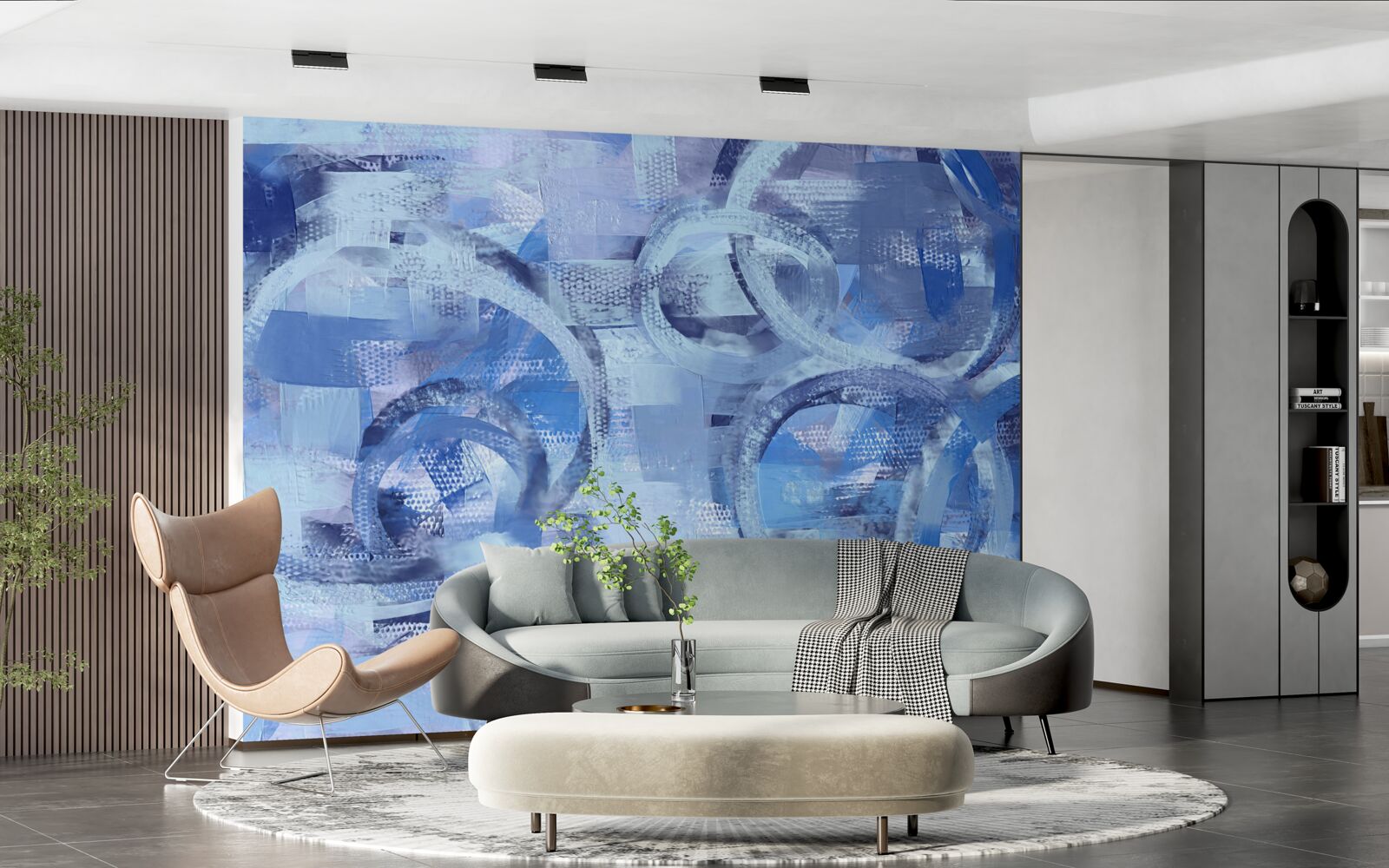 Fototapet inele de apă pe o suprafață albastră