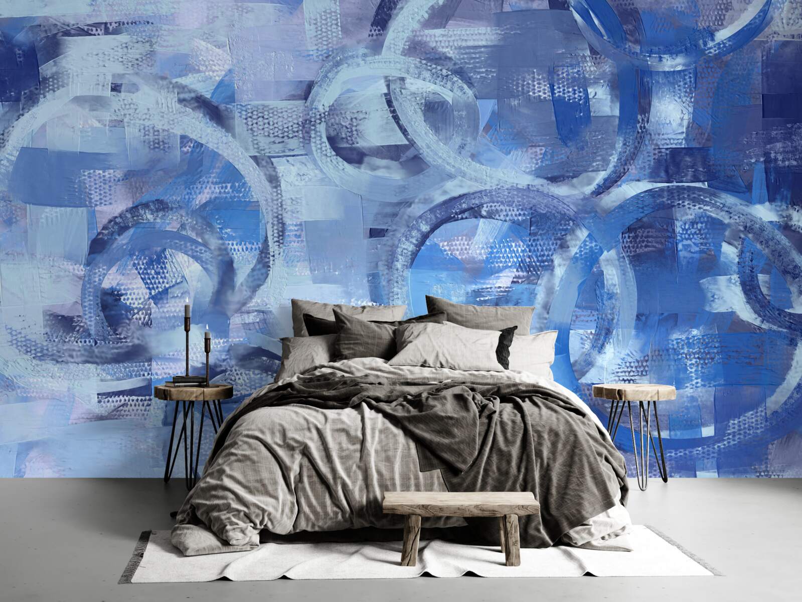 Fototapet inele de apă pe o suprafață albastră