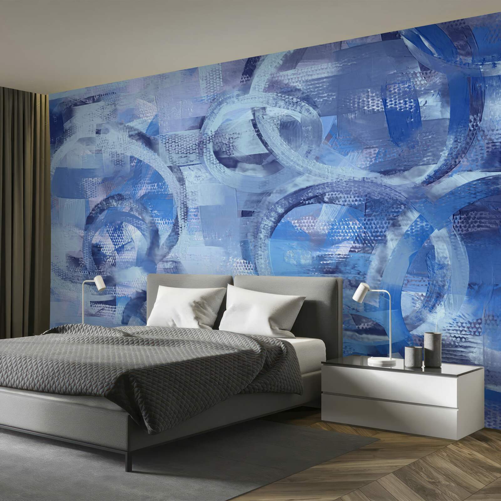 Fototapet inele de apă pe o suprafață albastră