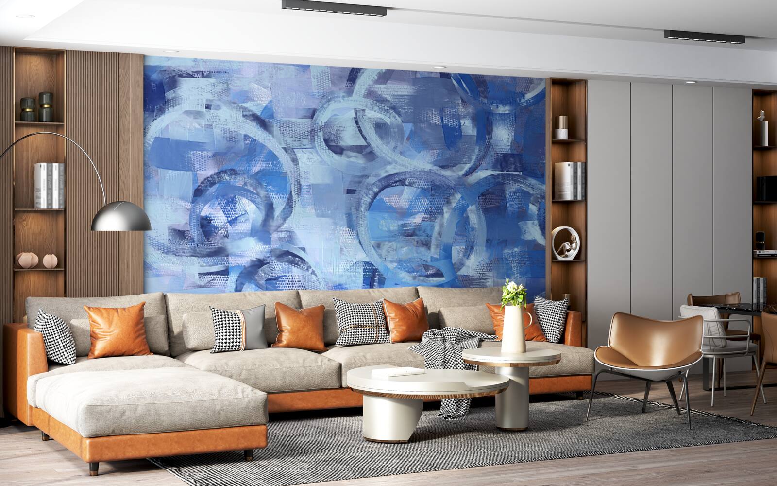 Fototapet inele de apă pe o suprafață albastră