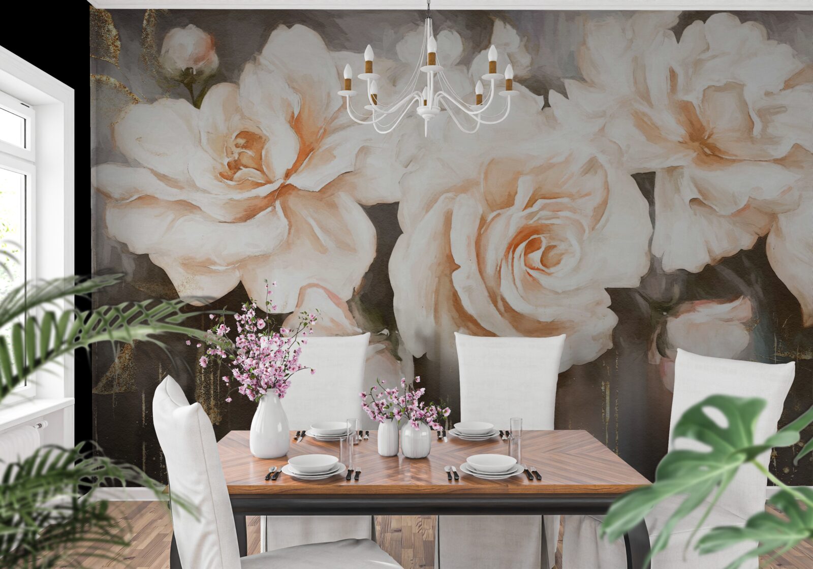 Fototapet trandafirii au o nuanță cremoasă de lux